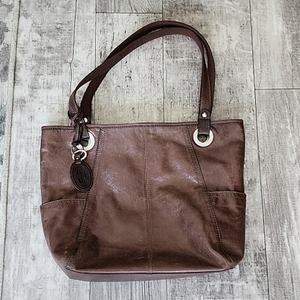 Fossil Rich Brown Leather Hobo Bag